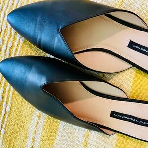 French Connection Black Leather Flats